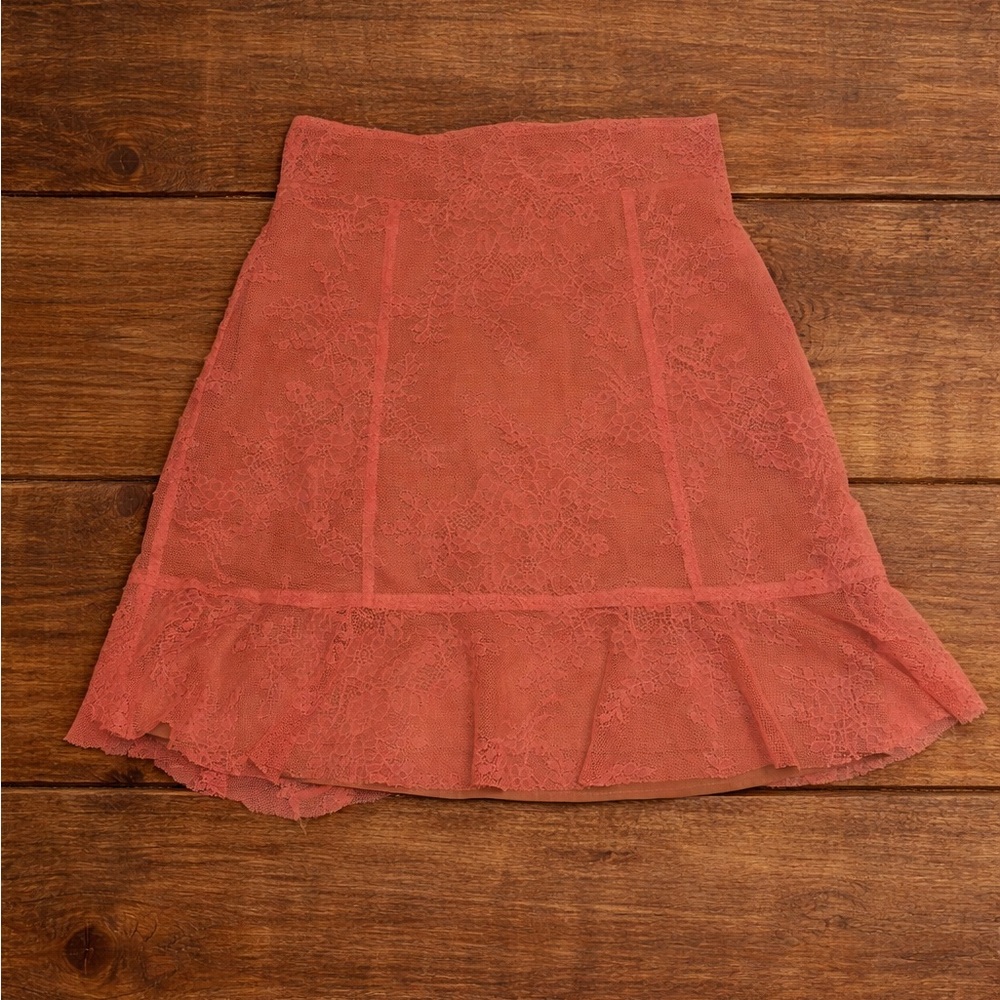 For love and lemons Elegant Lace Skirt in Coral